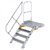 Treppe mit Plattform 45°, Handlauf, 800mm Stufenbreite, 4 Stufen