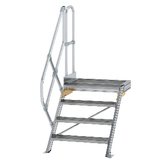 Treppe mit Plattform 45°, Handlauf, 800mm Stufenbreite, 4 Stufen-Beschreibung lesen