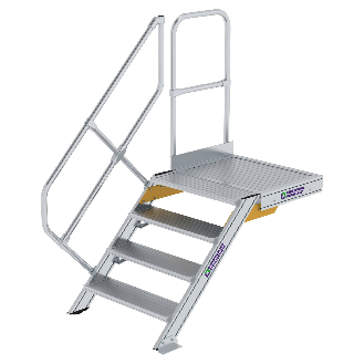 Treppe mit Plattform 45°, Handlauf, 800mm Stufenbreite, 4 Stufen-Beschreibung lesen