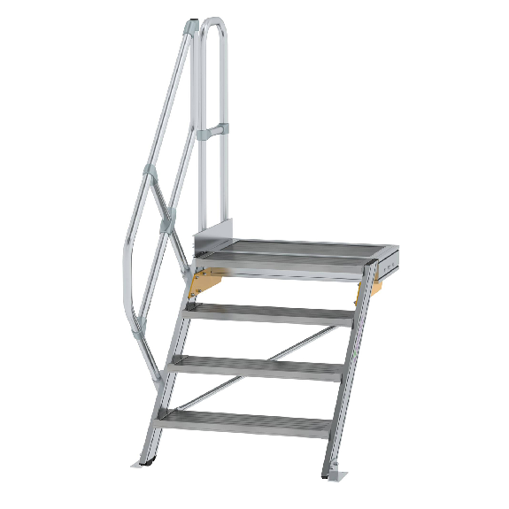 Treppe mit Plattform 45°, Handlauf, 800mm Stufenbreite, 4 Stufen-Beschreibung lesen