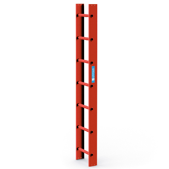 Échelle de toit ZARGES 2,0 m rouge brique 7 échelons-Lire la description