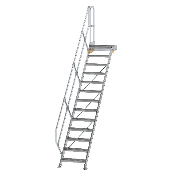 Escaleras con plataforma 45°, pasamanos, ancho 600 mm, 13 escalones-Leer más