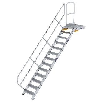 Treppe mit Plattform 45°, Handlauf, 600mm Stufenbreite, 13 Stufen-Beschreibung lesen
