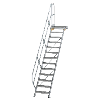 Treppe mit Plattform 45°, Handlauf, 600mm Stufenbreite, 13 Stufen-Beschreibung lesen