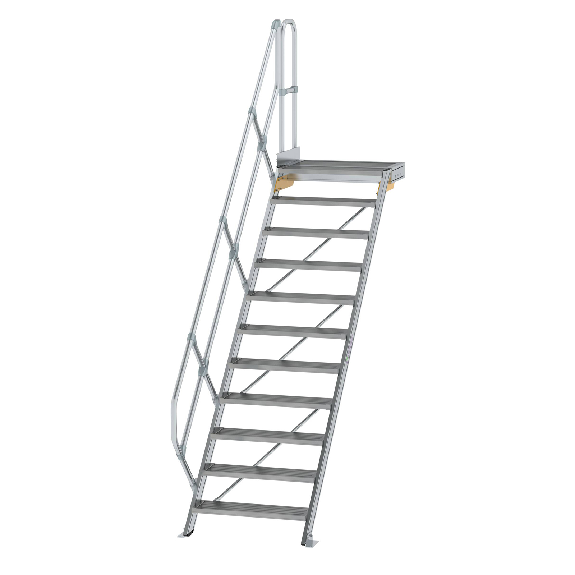 Treppe mit Plattform 45°, Handlauf, 800mm Stufenbreite, 11 Stufen-Beschreibung lesen