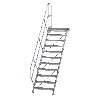 Treppe mit Plattform 45°, Handlauf, 800mm Stufenbreite, 11 Stufen
