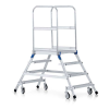 Podestleiter fahrbar mit 2x5 Stahl-Gitterrost-Stufen