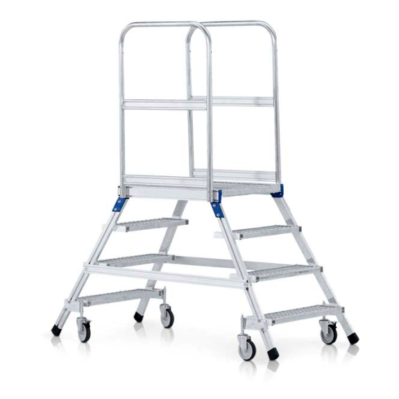 Podestleiter fahrbar mit 2x5 Stahl-Gitterrost-Stufen-Beschreibung lesen