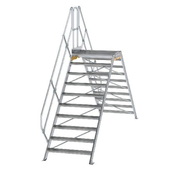 Escalera fija 45° con pasamanos, ancho de peldaño 1000 mm, 2x10-Leer más