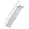 Treppe mit Plattform 45°, Handlauf, 1000mm Stufenbreite, 16 Stufen