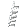 Treppe mit Plattform 45°, Handlauf, 1000mm Stufenbreite, 16 Stufen