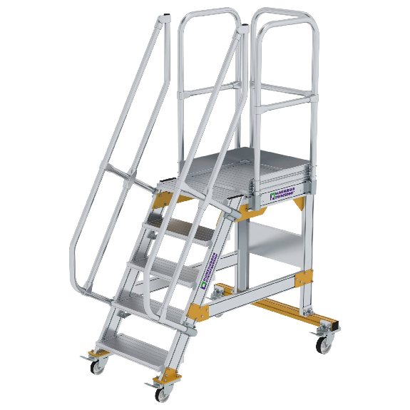 Plattformtreppe fahrbar 60° Stufenbreite 600mm 5 Stufen-Beschreibung lesen