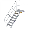 Treppe mit Plattform 45°, Handlauf, 600mm Stufenbreite, 7 Stufen