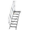 Treppe mit Plattform 45°, Handlauf, 600mm Stufenbreite, 7 Stufen Treppe mit Plattform 45°, Handlauf, 600mm Stufenbreite, 7 Stufen