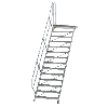 Treppe mit Plattform 45°, Handlauf, 1000mm Stufenbreite, 14 Stufen Treppe mit Plattform 45°, Handlauf, 1000mm Stufenbreite, 14 Stufen