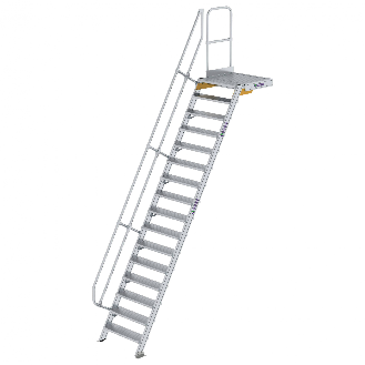 Treppe mit Plattform 60°, Handlauf, 800mm Stufenbreite, 16 Stufen-Beschreibung lesen