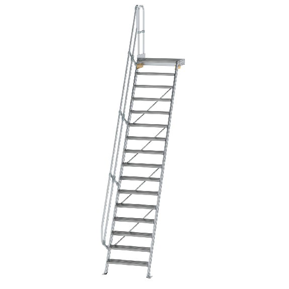 Treppe mit Plattform 60°, Handlauf, 800mm Stufenbreite, 16 Stufen-Beschreibung lesen