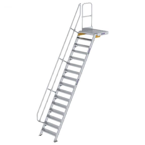 Treppe mit Plattform 60°, Handlauf, 800mm Stufenbreite, 16 Stufen-Beschreibung lesen