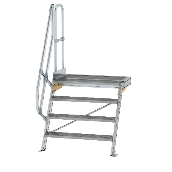 Treppe mit Plattform 60°, Handlauf, 1000mm Stufenbreite, 4 Stufen Treppe mit Plattform 60°, Handlauf, 1000mm Stufenbreite, 4 Stufen-Beschreibung lesen