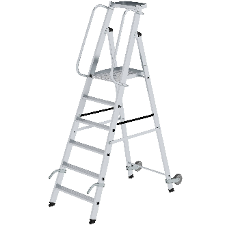 Aluminium-Stehleiter mit Rollen und Griff 6 Stufen-Beschreibung lesen