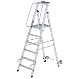 Aluminium-Stehleiter mit Rollen und Griff 6 Stufen-Beschreibung lesen