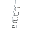 Treppe 60° inkl. Handlauf, 600mm Stufenbreite, 13 Stufen