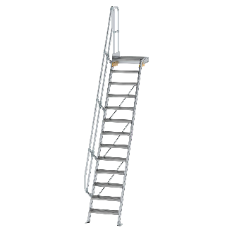 Treppe mit Plattform 60°, Handlauf, 600mm Stufenbreite, 13 Stufen-Beschreibung lesen