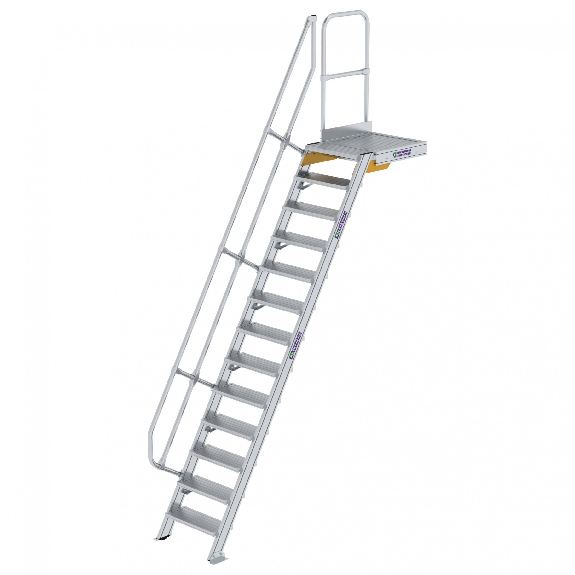 Treppe mit Plattform 60°, Handlauf, 600mm Stufenbreite, 13 Stufen Treppe mit Plattform 60°, Handlauf, 600mm Stufenbreite, 13 Stufen-Beschreibung lesen