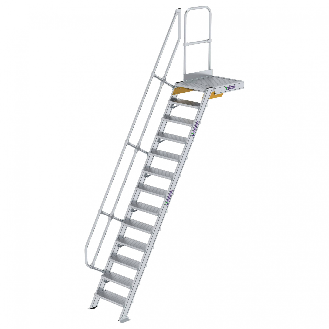 Treppe mit Plattform 60°, Handlauf, 600mm Stufenbreite, 13 Stufen-Beschreibung lesen