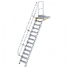 Treppe mit Plattform 60°, Handlauf, 600mm Stufenbreite, 13 Stufen