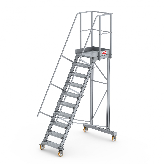 Podesttreppe fahrbar 60° 10 Stufen-Beschreibung lesen