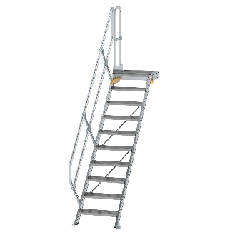 Treppe mit Plattform 45°, Handlauf, 600mm Stufenbreite, 10 Stufen-Beschreibung lesen