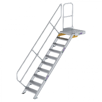 Treppe mit Plattform 45°, Handlauf, 600mm Stufenbreite, 10 Stufen-Beschreibung lesen