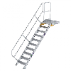 Treppe mit Plattform 45°, Handlauf, 600mm Stufenbreite, 10 Stufen