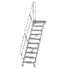 Treppe mit Plattform 45°, Handlauf, 600mm Stufenbreite, 10 Stufen