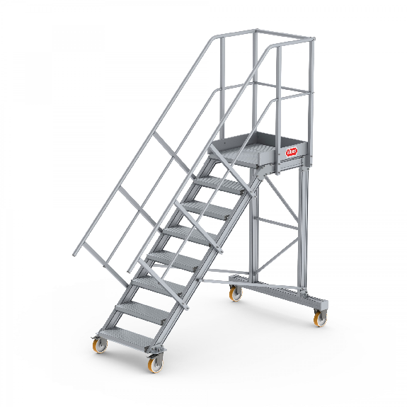 Podesttreppe fahrbar 45° 8 Stufen Podesttreppe fahrbar 45° 8 Stufen-Beschreibung lesen