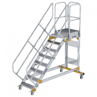 Plattformtreppe fahrbar 45° Stufenbreite 600mm 8 Stufen-Beschreibung lesen
