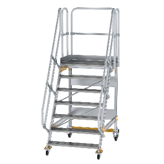 Plattformtreppe fahrbar 60° Stufenbreite 1000mm 7 Stufen-Beschreibung lesen