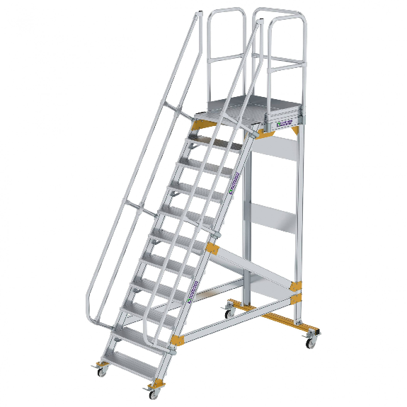 Plattformtreppe fahrbar 60° Stufenbreite 800mm 11 Stufen Plattformtreppe fahrbar 60° Stufenbreite 800mm 11 Stufen-Beschreibung lesen