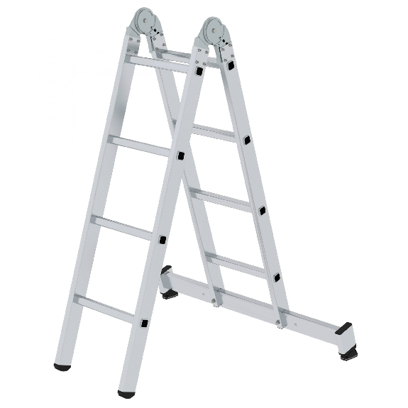 MUNK Gelenk-Klappleiter mit Nivello Traverse 2x4 Sprossen-Beschreibung lesen