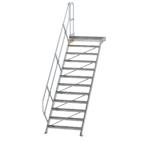 Treppe mit Plattform 45°, Handlauf, 1000mm Stufenbreite, 12 Stufen Treppe mit Plattform 45°, Handlauf, 1000mm Stufenbreite, 12 Stufen-Beschreibung lesen