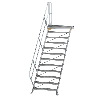 Treppe mit Plattform 45°, Handlauf, 1000mm Stufenbreite, 12 Stufen Treppe mit Plattform 45°, Handlauf, 1000mm Stufenbreite, 12 Stufen