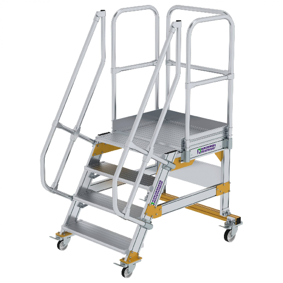Plattformtreppe fahrbar 60° Stufenbreite 800mm 4 Stufen-Beschreibung lesen
