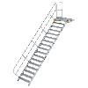Treppe mit Plattform 45°, Handlauf, 1000mm Stufenbreite, 17 Stufen
