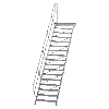 Treppe mit Plattform 45°, Handlauf, 1000mm Stufenbreite, 17 Stufen Treppe mit Plattform 45°, Handlauf, 1000mm Stufenbreite, 17 Stufen