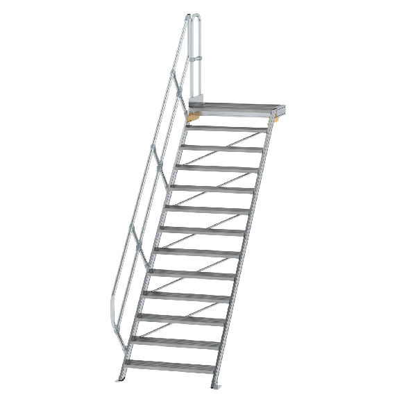 Treppe mit Plattform 45°, Handlauf, 1000mm Stufenbreite, 13 Stufen Treppe mit Plattform 45°, Handlauf, 1000mm Stufenbreite, 13 Stufen-Beschreibung lesen