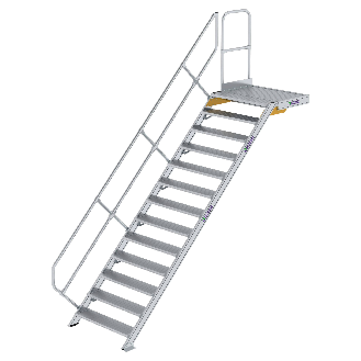Treppe mit Plattform 45°, Handlauf, 1000mm Stufenbreite, 13 Stufen-Beschreibung lesen