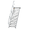 Treppe mit Plattform 45°, Handlauf, 1000mm Stufenbreite, 13 Stufen Treppe mit Plattform 45°, Handlauf, 1000mm Stufenbreite, 13 Stufen