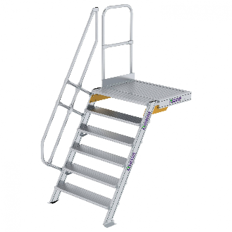 Treppe mit Plattform 60°, Handlauf, 1000mm Stufenbreite, 6 Stufen-Beschreibung lesen
