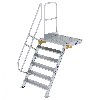 Treppe mit Plattform 60°, Handlauf, 1000mm Stufenbreite, 6 Stufen